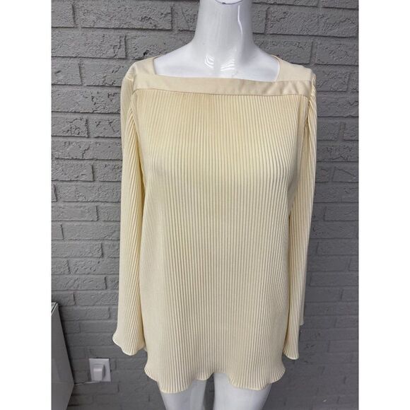 Koret of California Pleated Square Neck Blouse Size L - Picture 1 of 8